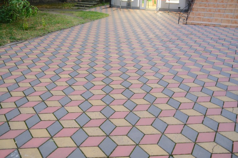 Beautifully restored pattern driveway with enhanced colors